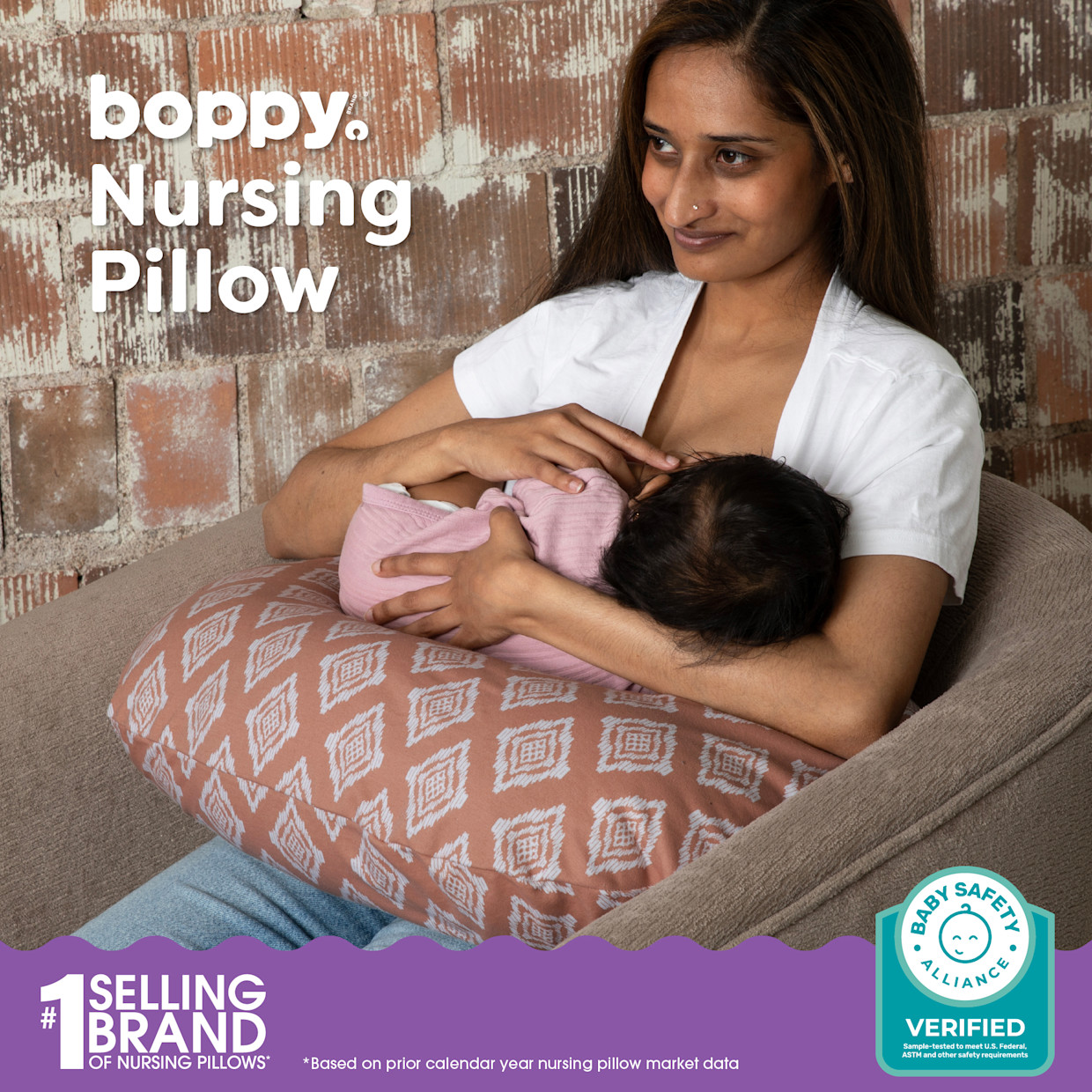 Boppy Boppy x Babylist Nursing Pillow with Organic Cotton Cover - Camel Ikat.