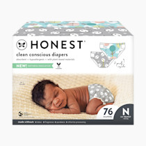 The Honest Company Clean Conscious Diapers | Plant-Based, Sustainable | Above It All + Pandas | Club Box, Size Newborn, 76 Count