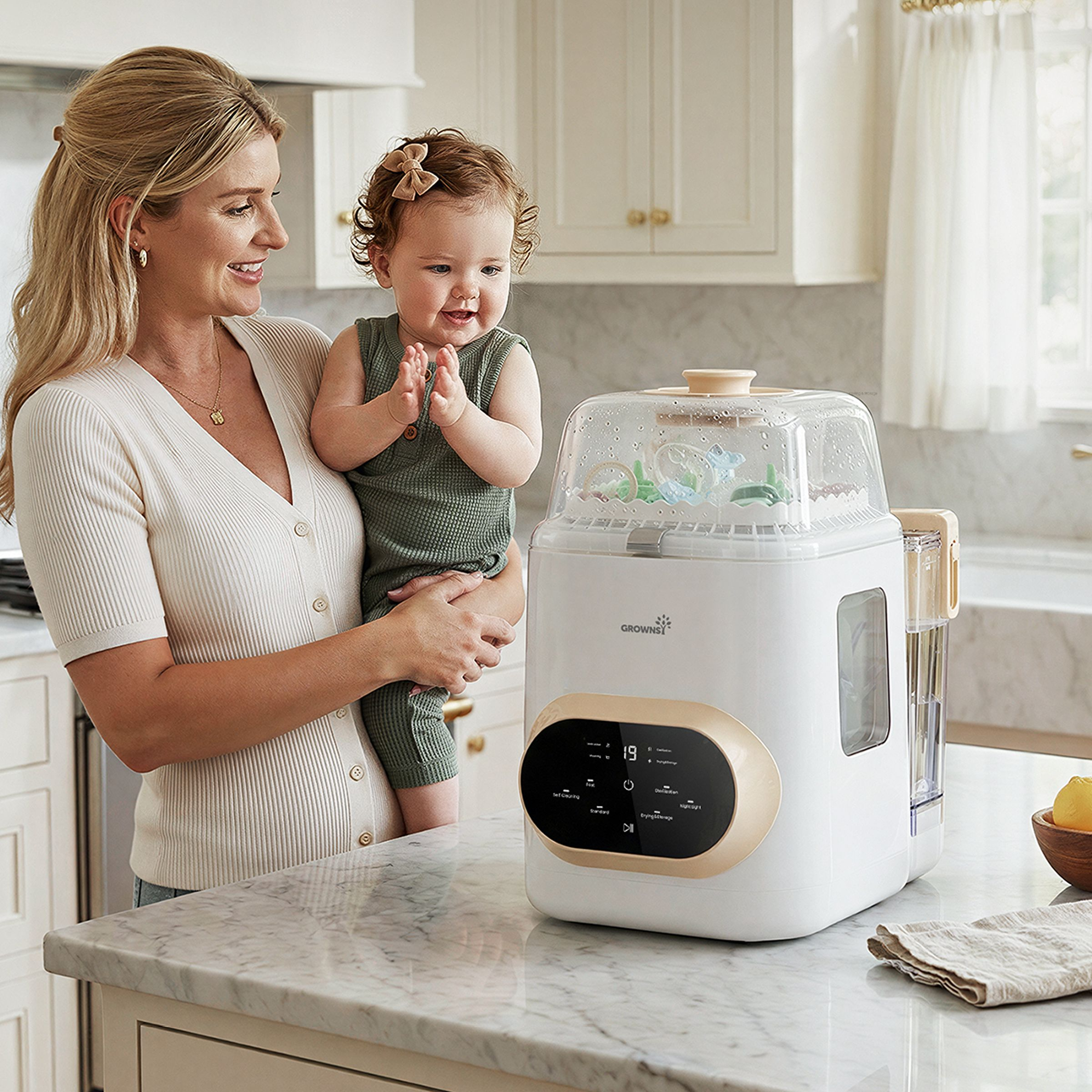 GROWNSY EaseClean Pro Bottle Washer with Visible Cleaning Windows.