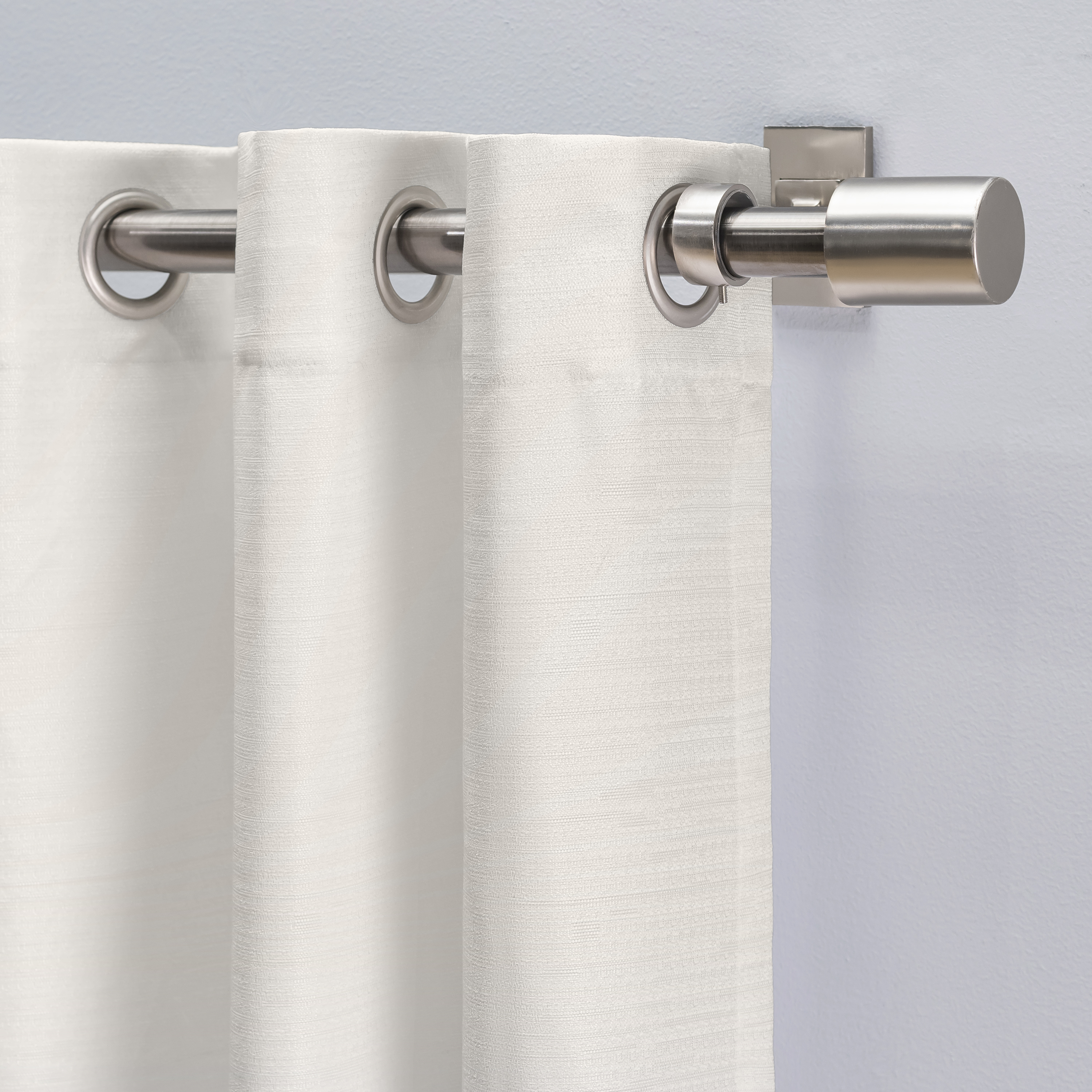 Ricardo Trading Grasscloth Lined Grommet Window Panel Curtain w/Wand - White, 54"W X 45"L.