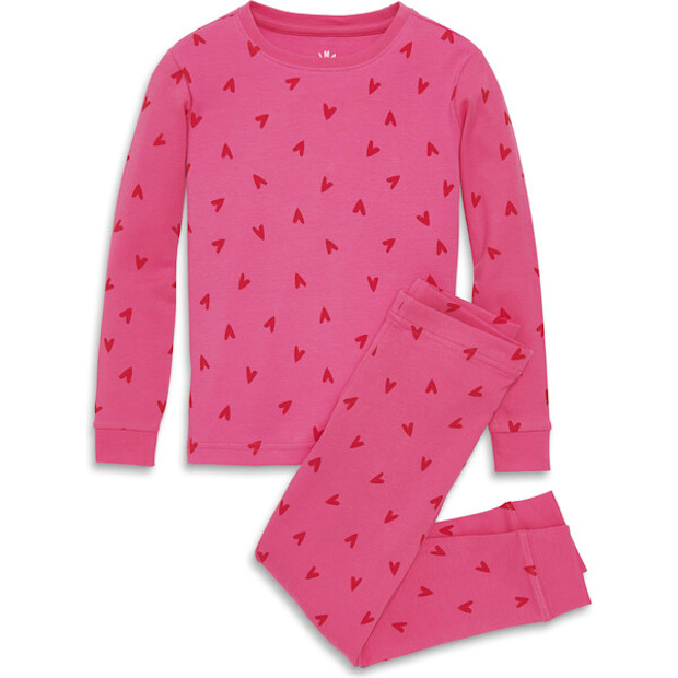 Primary Kids Organic Long Sleeve Pj Set In Lollipop Hearts, Gumball Hearts.