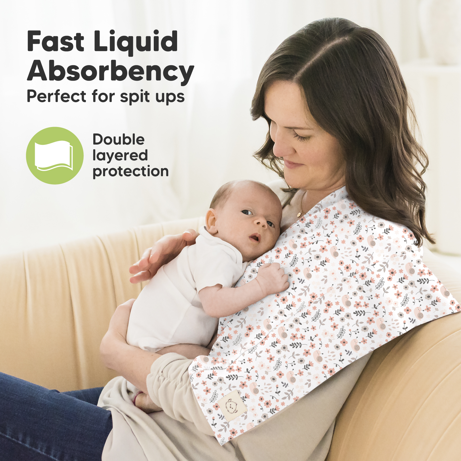 KeaBabies Shea Burp Cloths (6 Pack) - Sweet Charm.