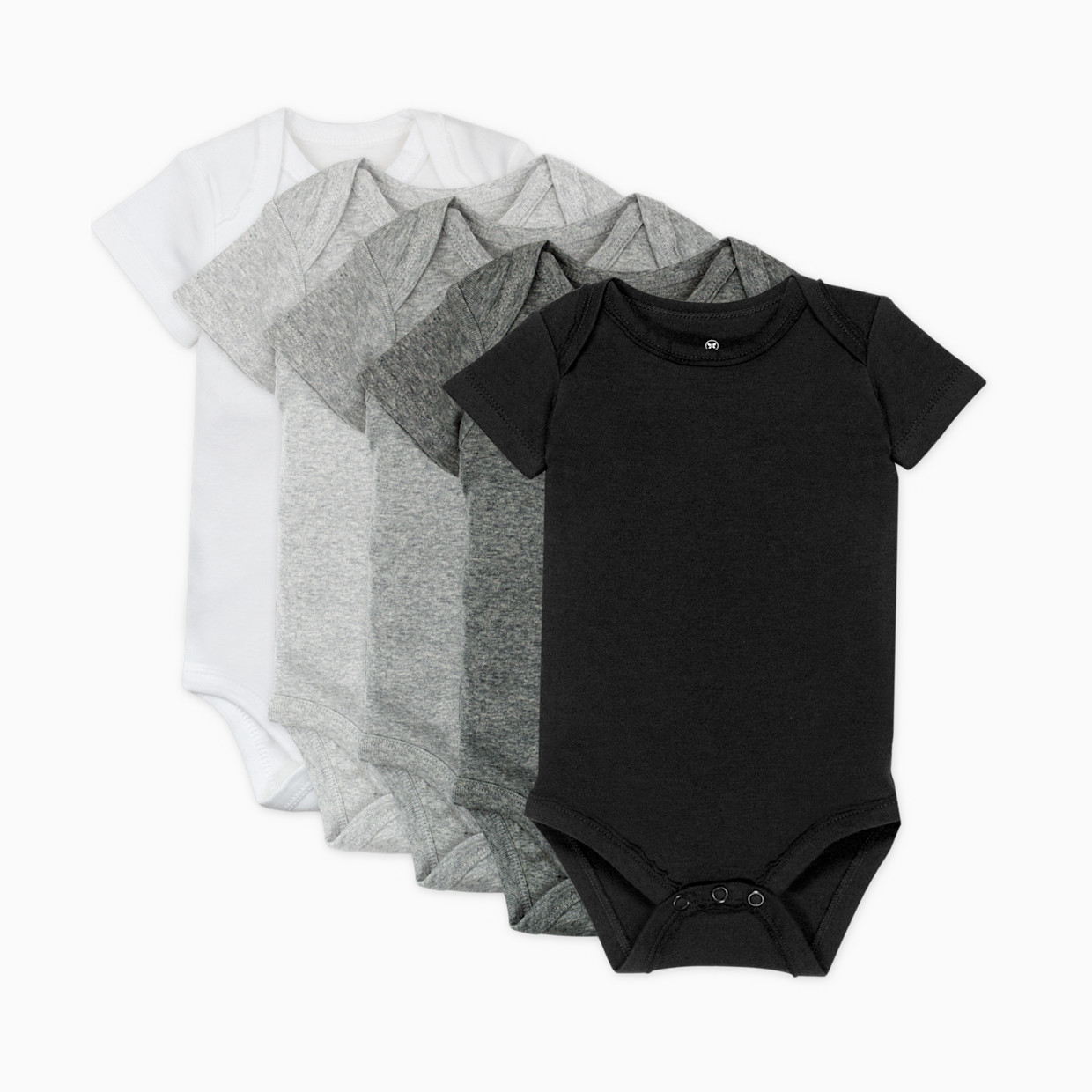 Honest Baby Clothing 5-Pack Organic Cotton Short Sleeve Bodysuits - Gray Ombre, 6-9 M, 5.