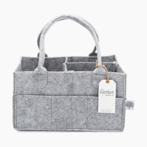 Parker Baby Diaper Caddy - Nursery Storage Bin and Car Organizer for Diapers and Baby Wipes - Gray, Regular