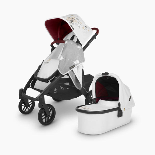 UPPAbaby VISTA V2 Stroller Limited Edition JADE RABBIT - White Marl/Carbon/Maroon Leather.
