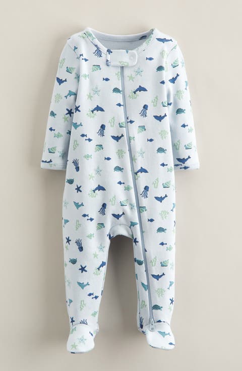 Print Zip Cotton Footie.