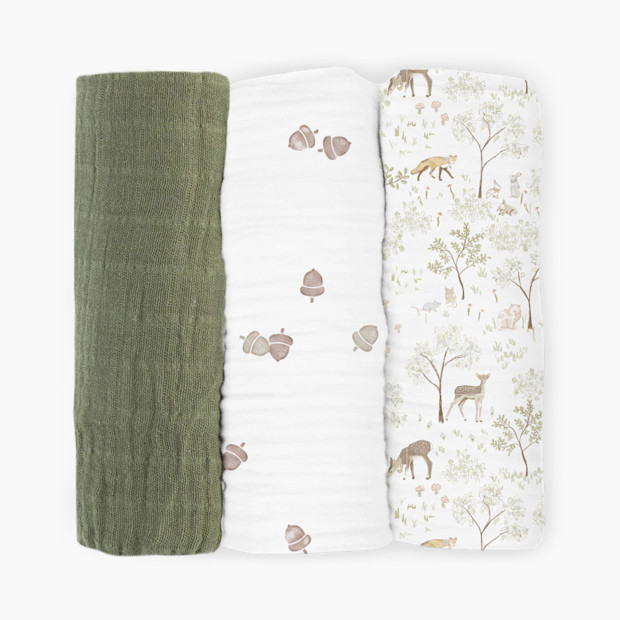Little Unicorn Cotton Muslin Swaddle 3 Pack - Woodland Friends.