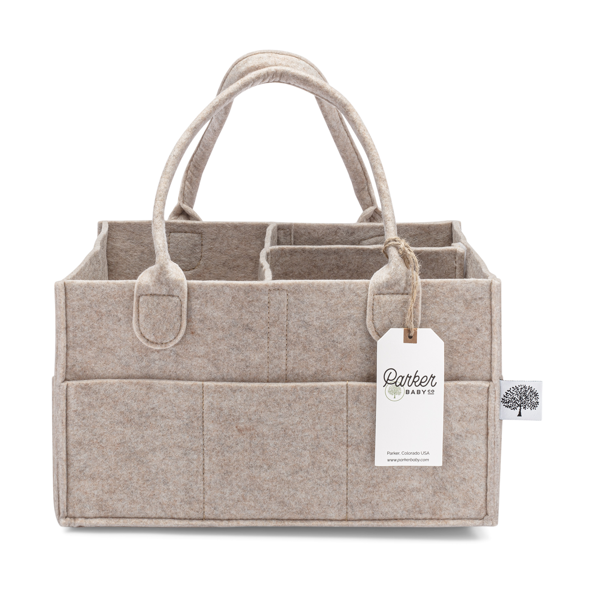 Parker Baby Diaper Caddy - Nursery Storage Bin and Car Organizer for Diapers and Baby Wipes - Oatmeal, Regular