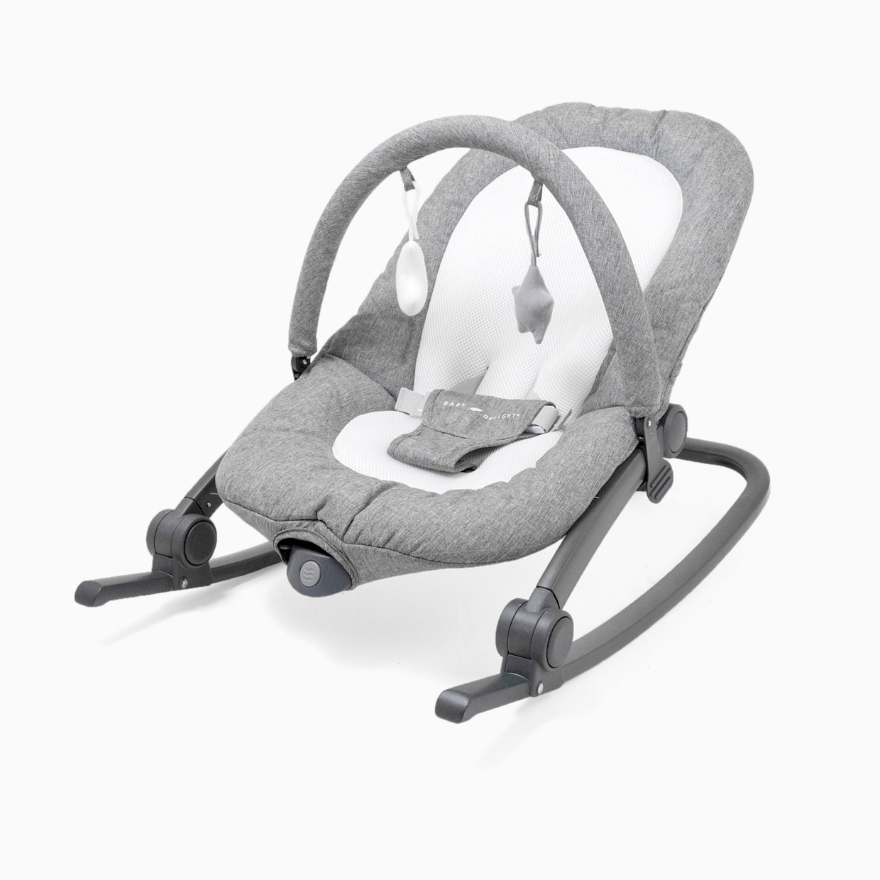 Baby Delight Aura Deluxe Portable Rocker & Seat - Quilted Charcoal Tweed.