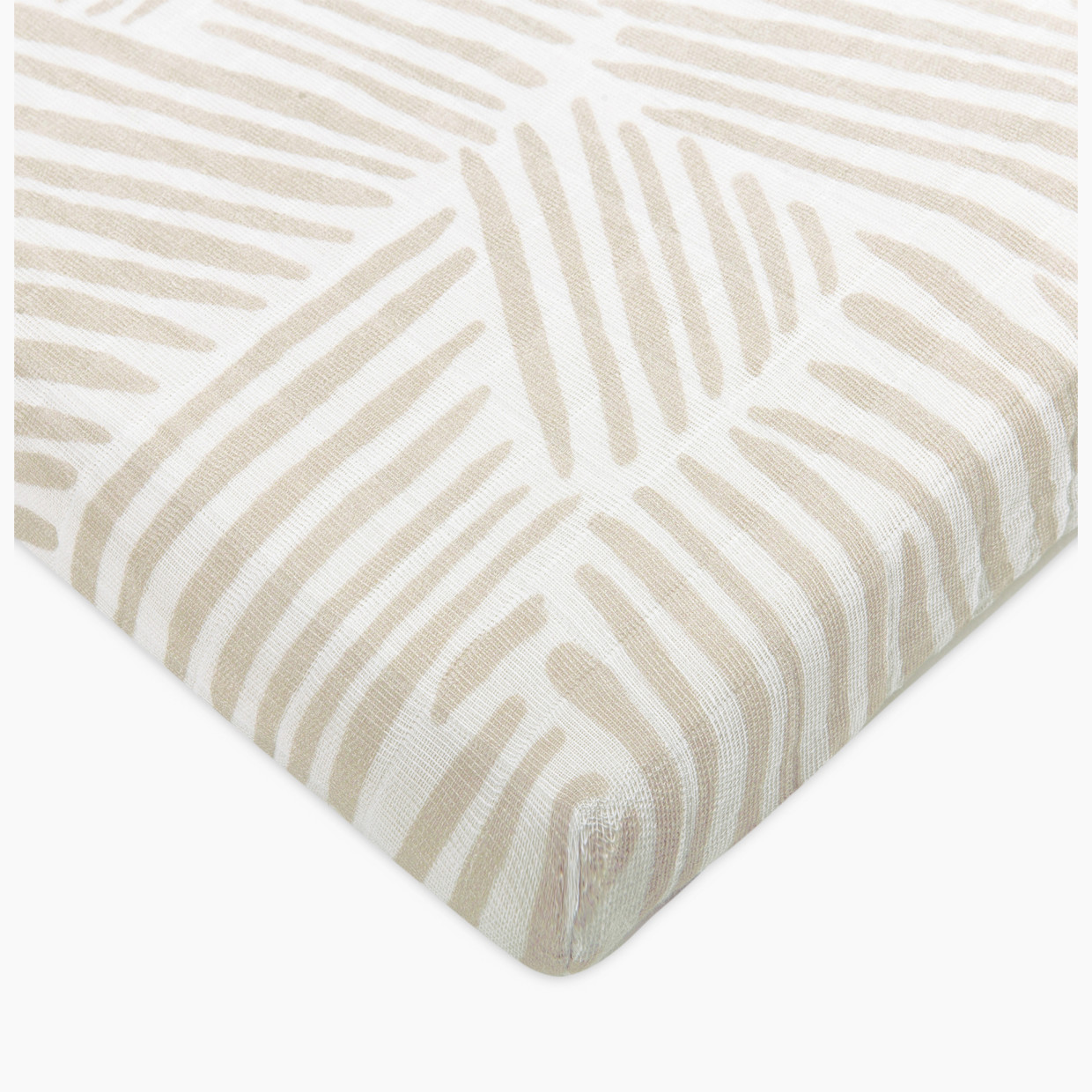 babyletto All-Stages Midi Crib Sheet - Oat Stripe.