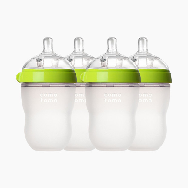 Comotomo Natural Feel Silicone Baby Bottles - Green, 8 Oz, 4.