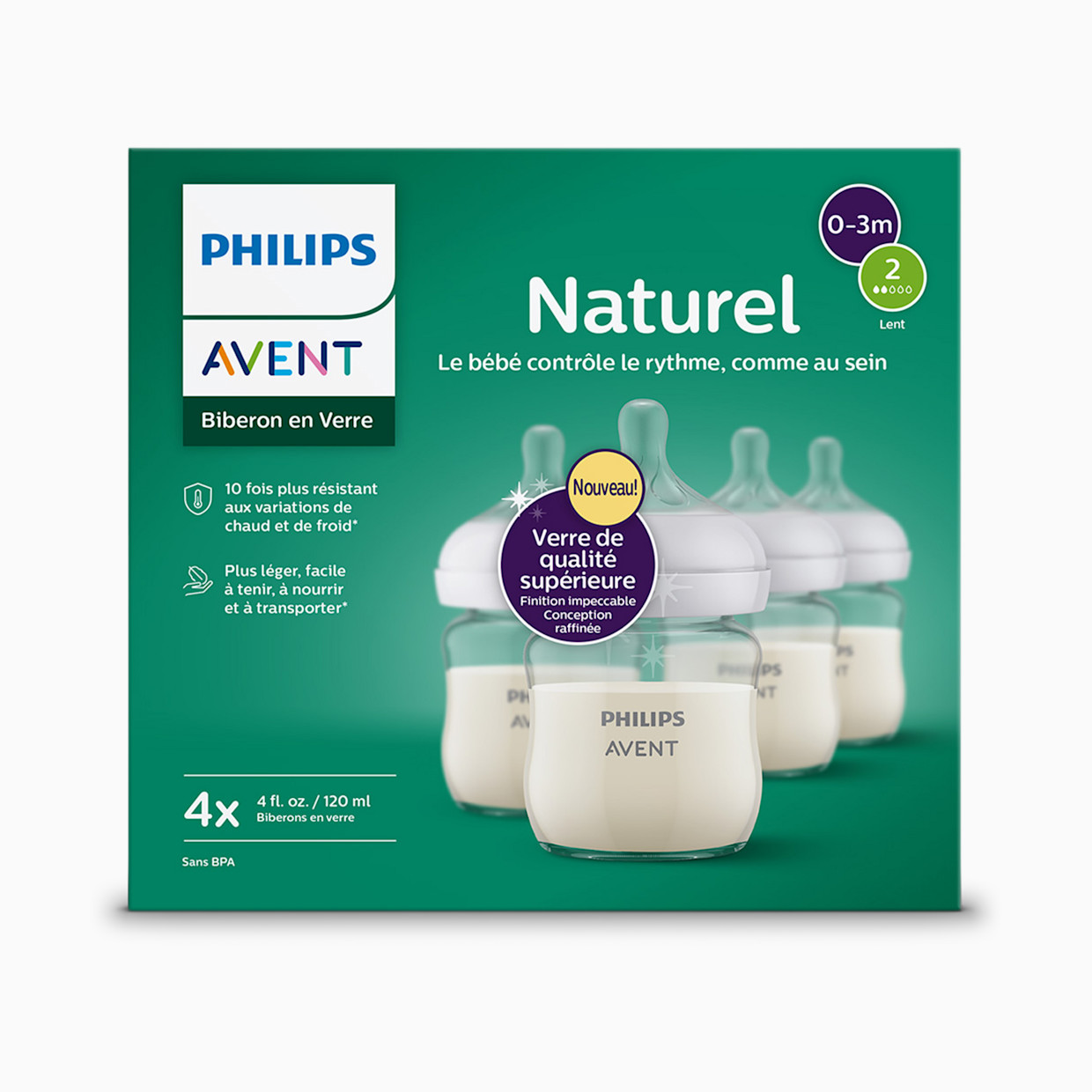 Philips Avent Glass Natural Baby Bottle - 4 Oz, 4.
