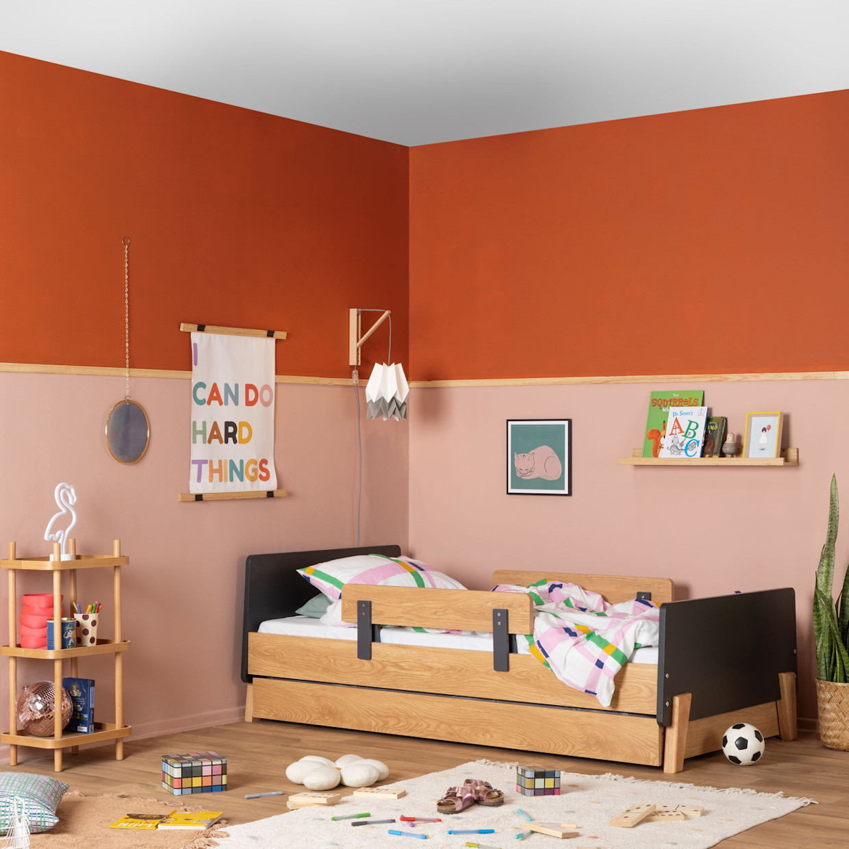 dadada Fun Twin Bed - Graphite/Red Oak.