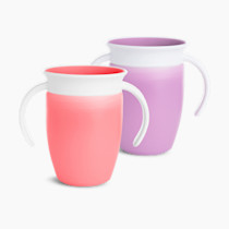 Munchkin Miracle 360° Vaso para Entrenador con Asas, a Prueba de Derrames, 7 oz, Rosa/púrpura, Unisex, Paquete de 2