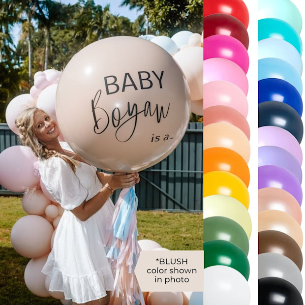 PartyWishCompany Personalized Gender Reveal Jumbo Balloon.