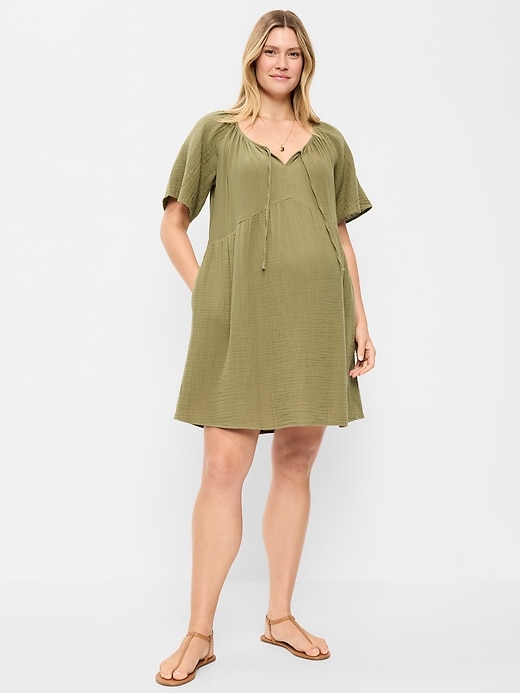Old Navy Maternity Crinkle Gauze Flutter-Sleeve Mini Swing Dress.