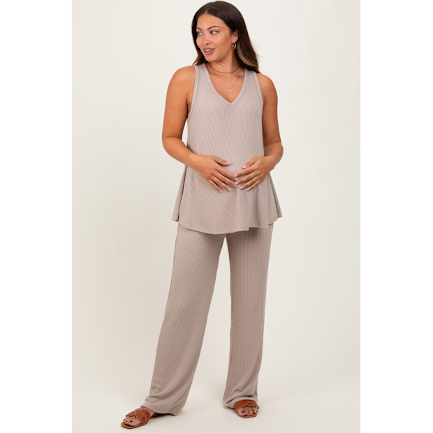 PinkBlush Maternity Rib Knit Tank and Pant Maternity Set.