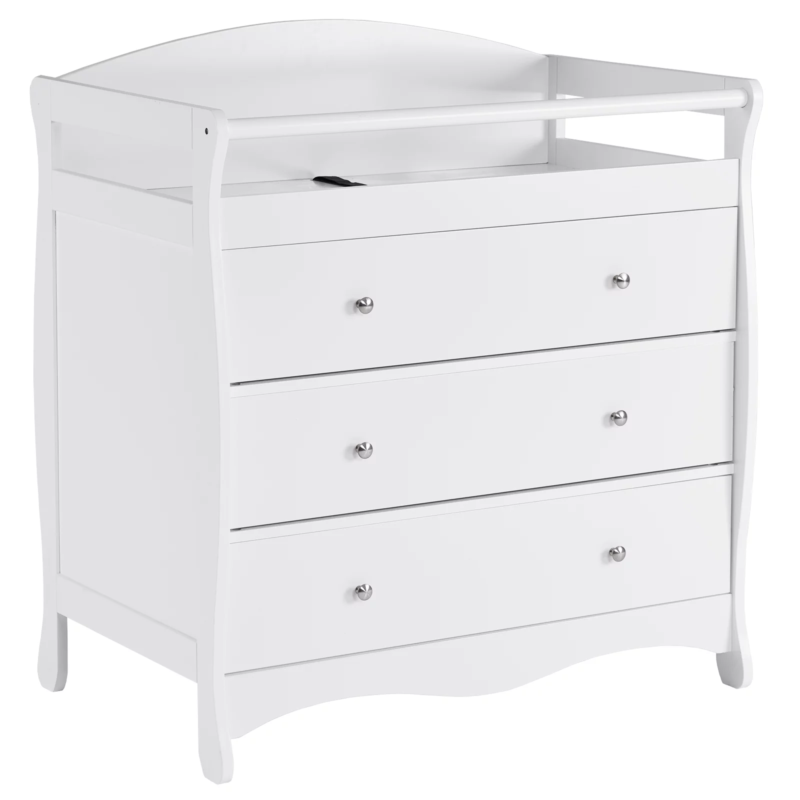 Ktaxon 3-Drawer Baby Dresser, White Wood Baby Changing Table with Safety Rails, Diaper Storage