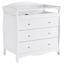 Ktaxon 3-Drawer Baby Dresser, White Wood Baby Changing Table with Safety Rails, Diaper Storage