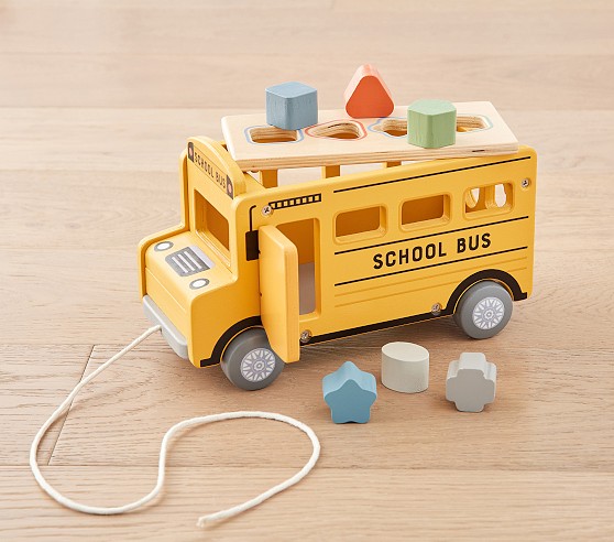 Pottery Barn Kids School Bus Shape-Sorter Pull Toy.