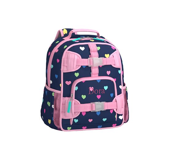 Pottery Barn Kids Mackenzie Navy Pink Multi Hearts Backpacks - $39.50+.