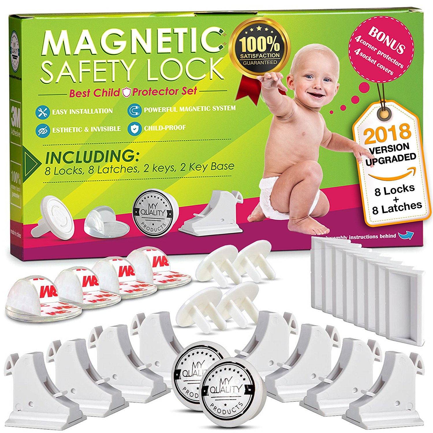 8 L-Shaped Anti-Collision Angles POPMISOLER Baby Safety Kit for 22 Pieces Contains 10 Baby Protection Locks and 4 Power Protection Covers