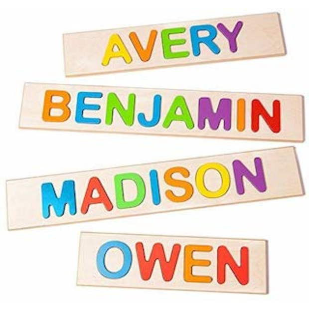 Fat Brain Toys Wooden Personalized Name Puzzle - $28.95+.