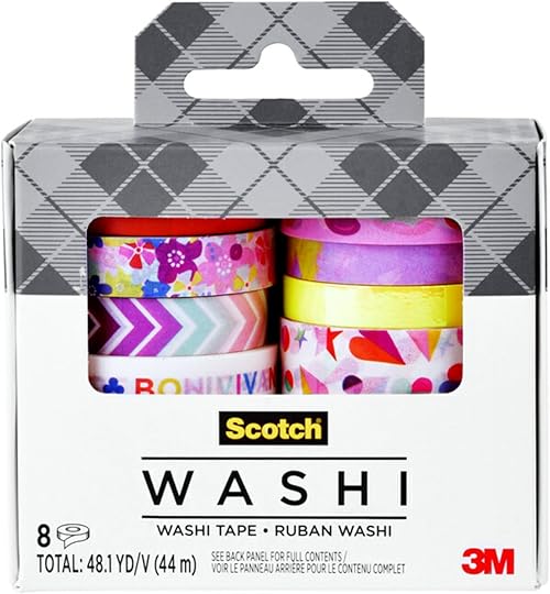 Scotch Scotch Expressions Washi Tape, 8 Rolls, Assorted Sizes & Colors, Great for Decorating and Crafts.