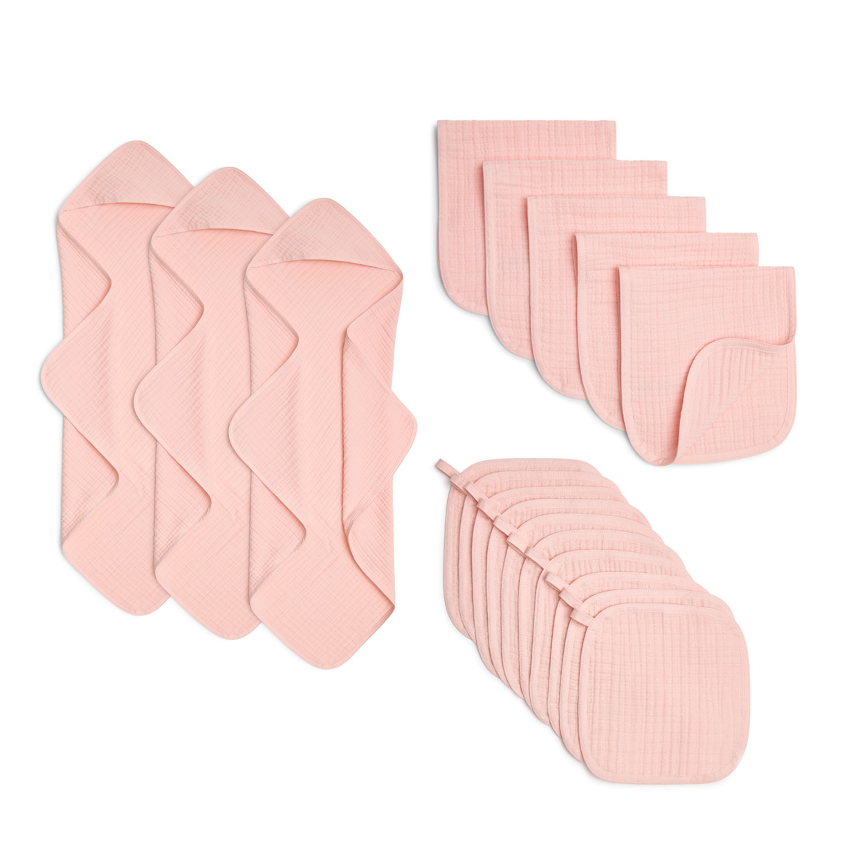 Small Story Muslin Essentials 18-Piece Gift Set - Pink Hues.