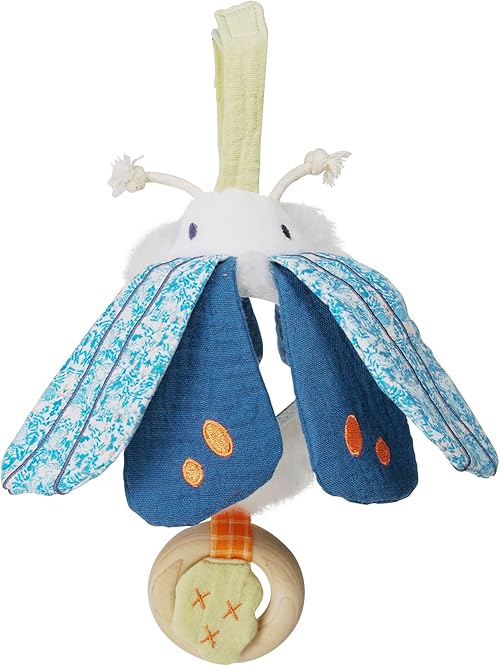Manhattan Toy Folklore Plush Luna Moth Soft Tactile Baby Travel Toy with Crinkle Fabric Wings.