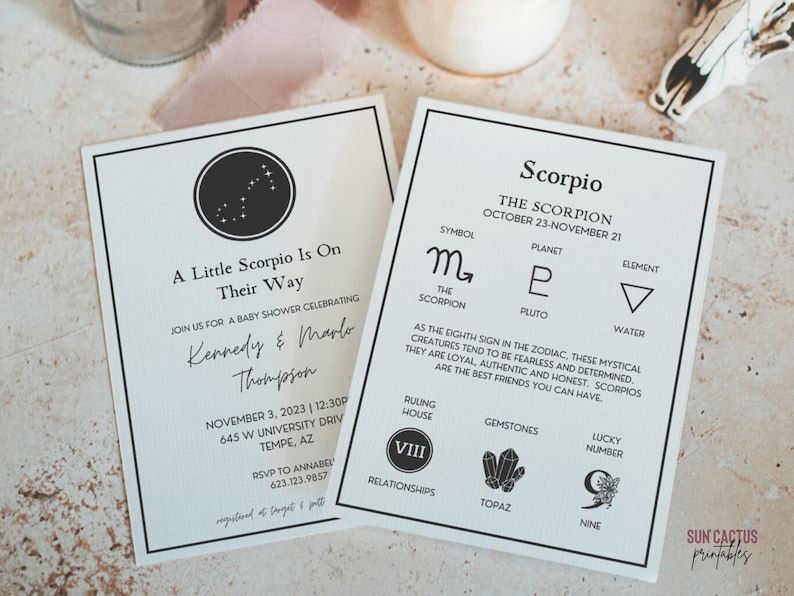  Zodiac Baby Shower Invite Template (Digital Download).