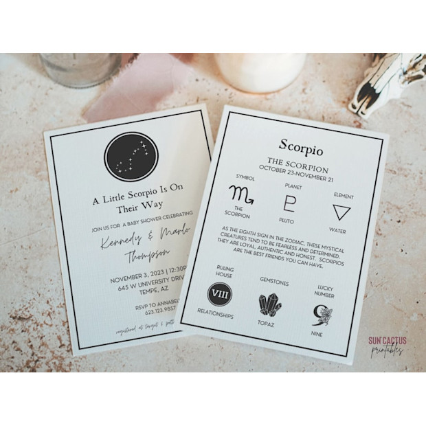 Zodiac Baby Shower Invite Template (Digital Download).