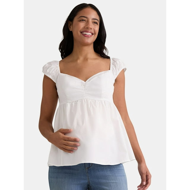 Time and Tru Women’s Maternity Babydoll Top with Cap Sleeves.