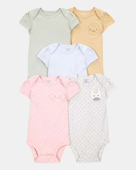 Carter's 5-Pack Animal Short-Sleeve Cotton Bodysuits.