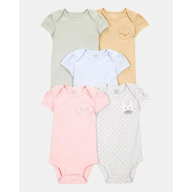 Carter's 5-Pack Animal Short-Sleeve Cotton Bodysuits.