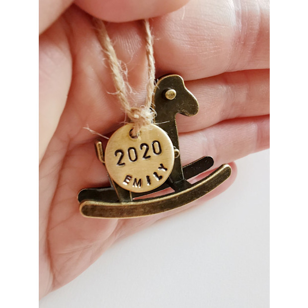 FamilyWeddingJewelry Baby's First Christmas Rocking Horse Ornament.