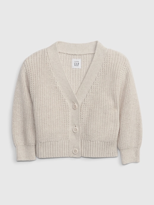 GAP Baby Shaker-Stitch Cardigan in oatmeal heather - $20.00.