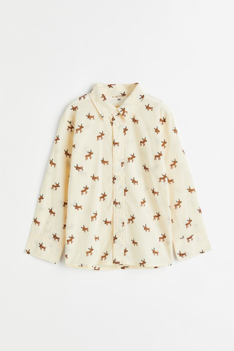 H&M Reindeer Cotton Button-Up Shirt.