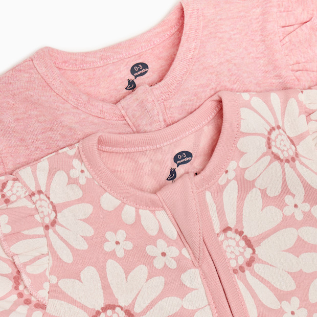 Small Story Organic Cotton Ruffle 2-Way Zip Footie (2 Pack).