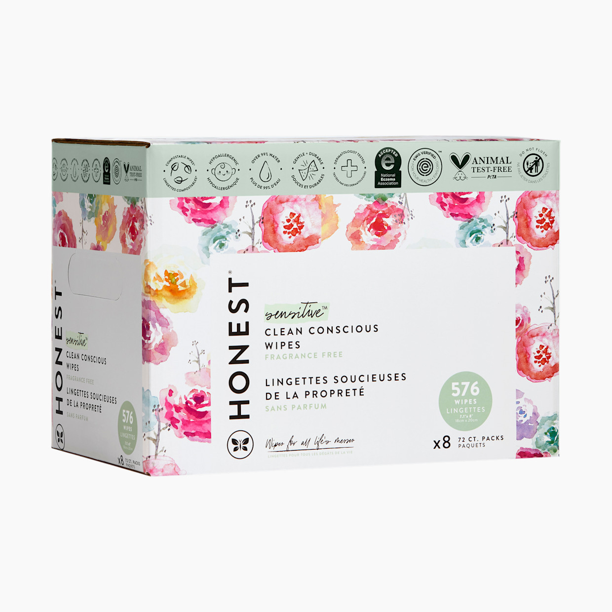 The Honest Company Baby Wipes - Rose Blossom, 576 Count.