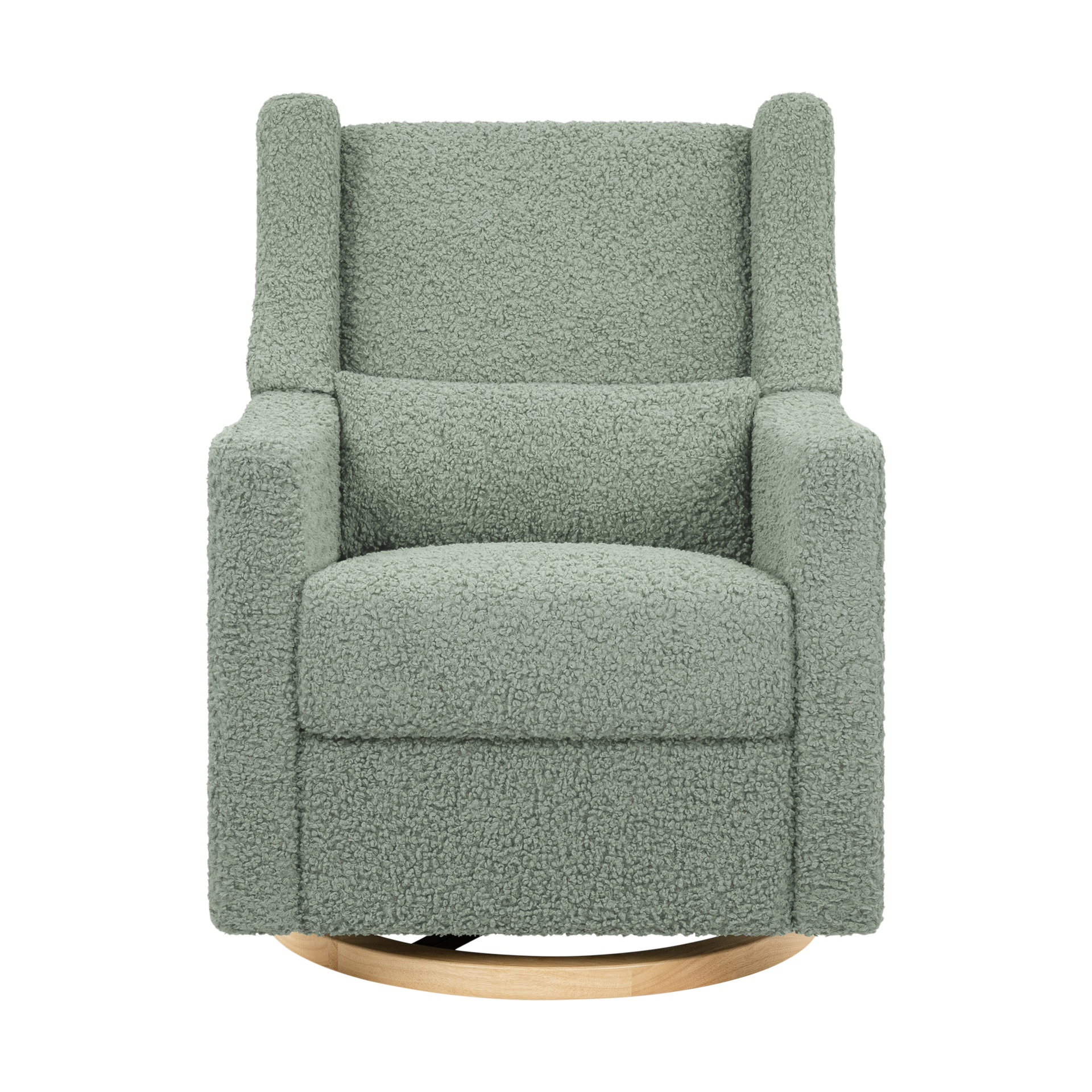 babyletto Kiwi Electronic Recliner and Swivel Glider - Sage Teddy Loop With Light Wood Base.