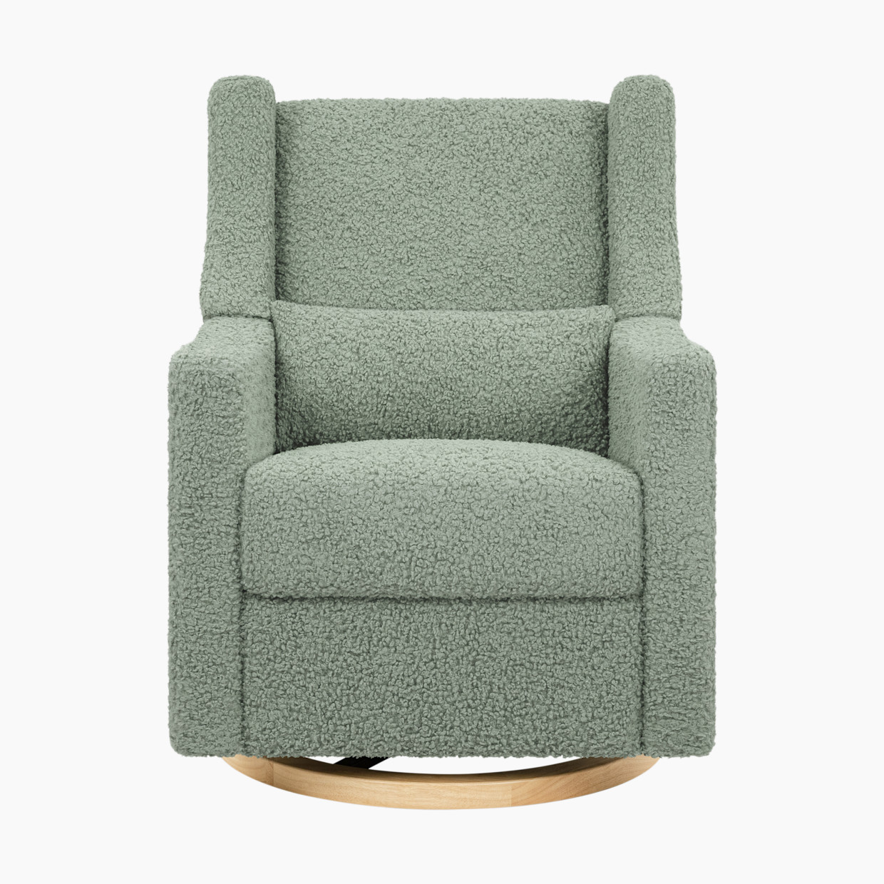 babyletto Kiwi Electronic Recliner and Swivel Glider - Sage Teddy Loop With Light Wood Base.