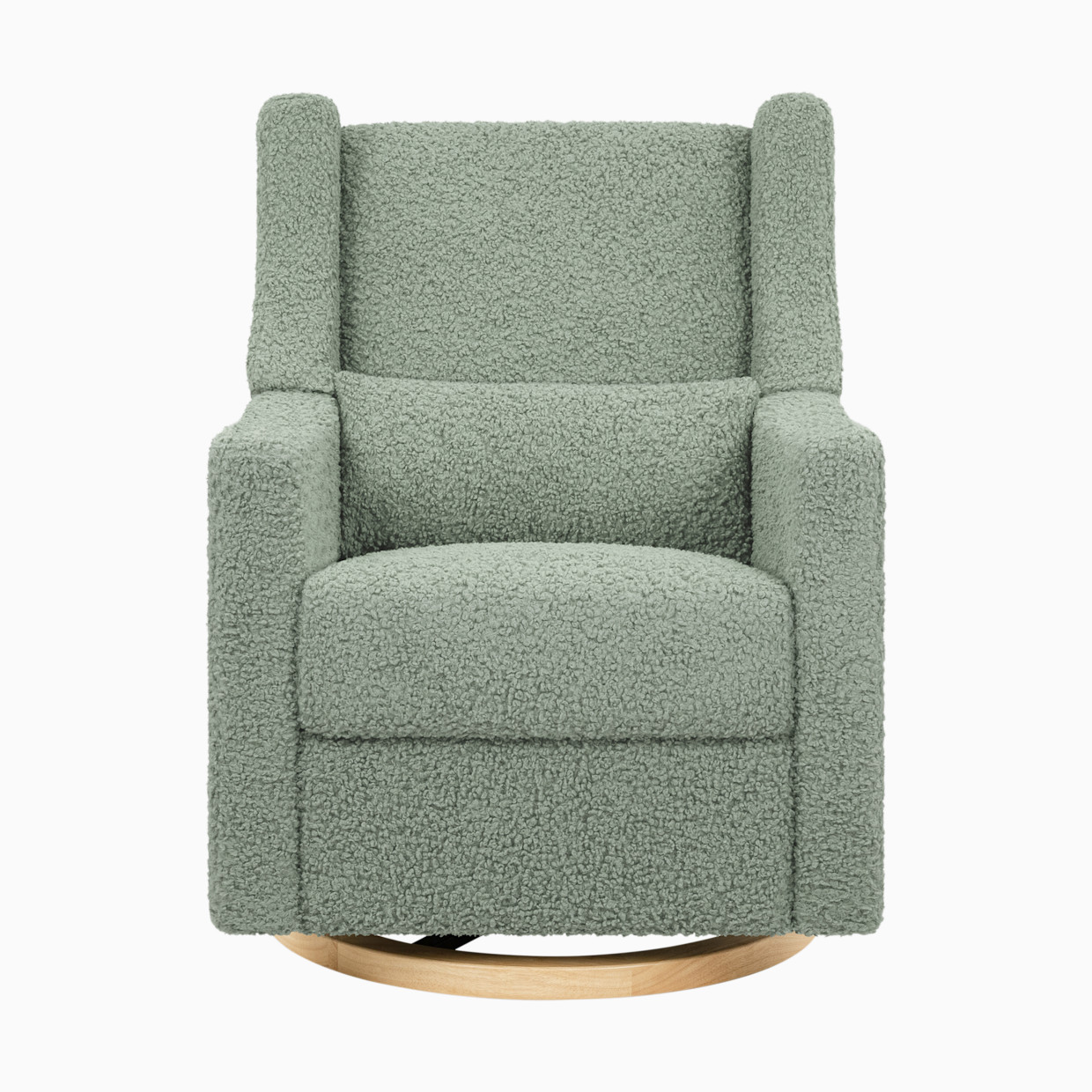 babyletto Kiwi Electronic Recliner and Swivel Glider - Sage Teddy Loop With Light Wood Base.