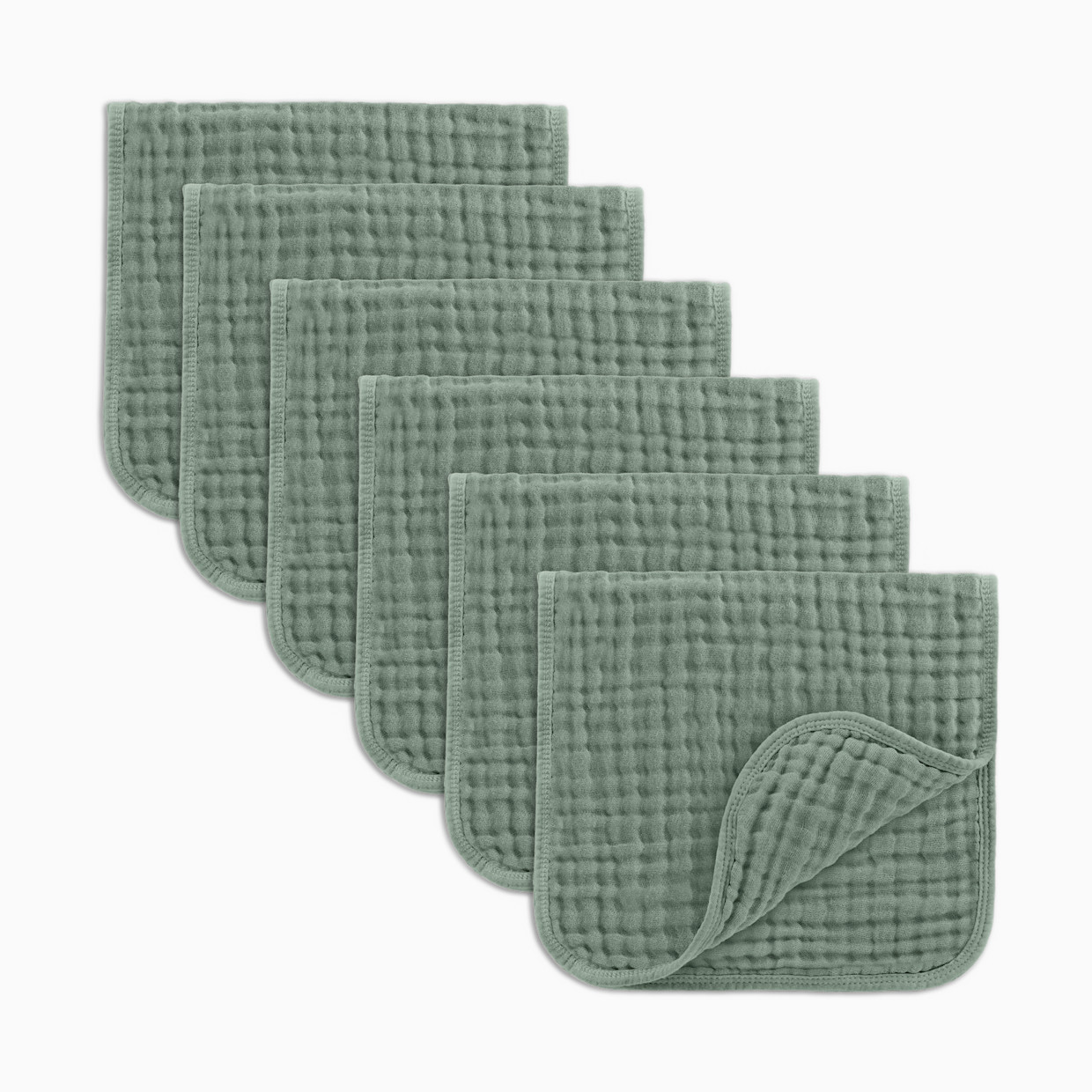 Comfy Cubs 6-Layer Muslin Burp Cloths Set - Fern, 6.