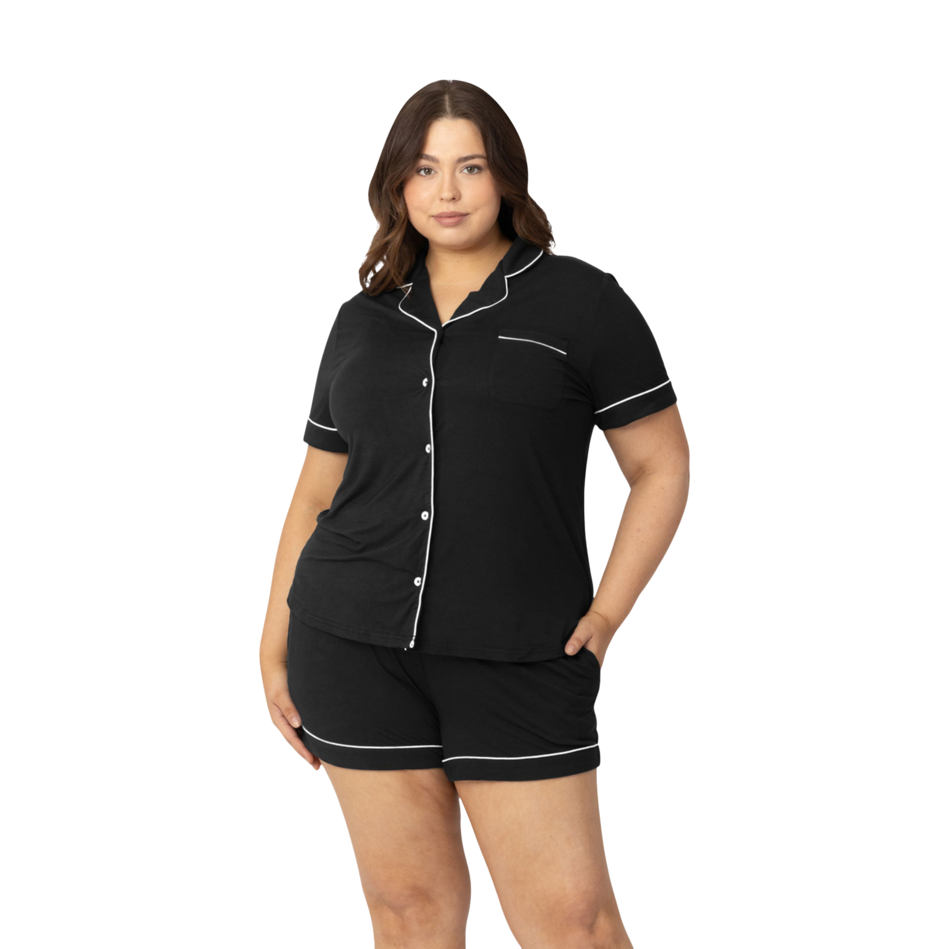 Kindred Bravely Clea Bamboo Viscose Classic Short Sleeve Maternity & Nursing Pajama Set.