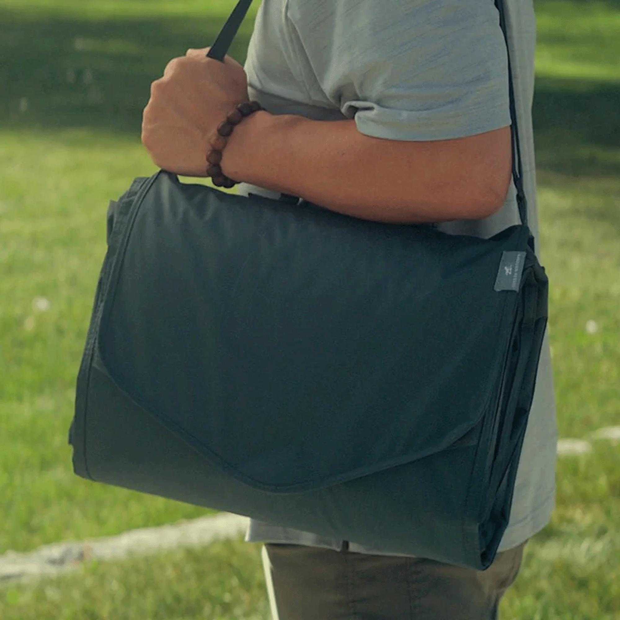 Little Unicorn Outdoor Blanket - Chroma Rugby Stripe, 5 X 5 Ft.