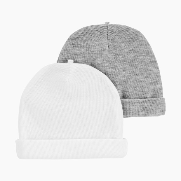 Carter's Hat (2 Pack) - White, 0-3 Months.