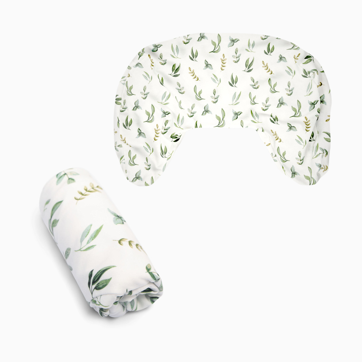 Boppy New Nursing Pillow Organic Cotton Cover - Green Leaves.