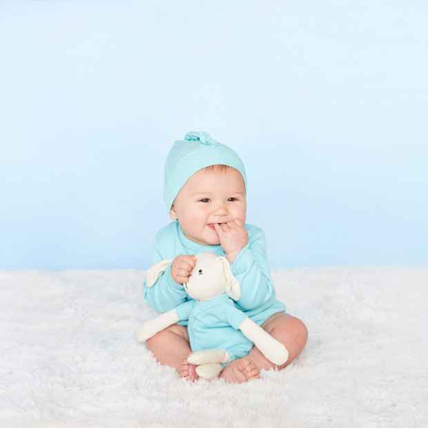 Babysoy Cotton Solid Beanie - Meadow, 0-6 Months.