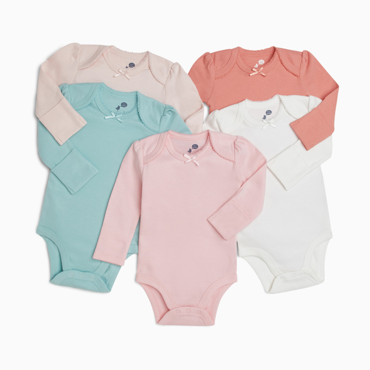 Small Story 5 Pack Long Sleeve Solid Bodysuits - Pink Hues, 3-6 M.